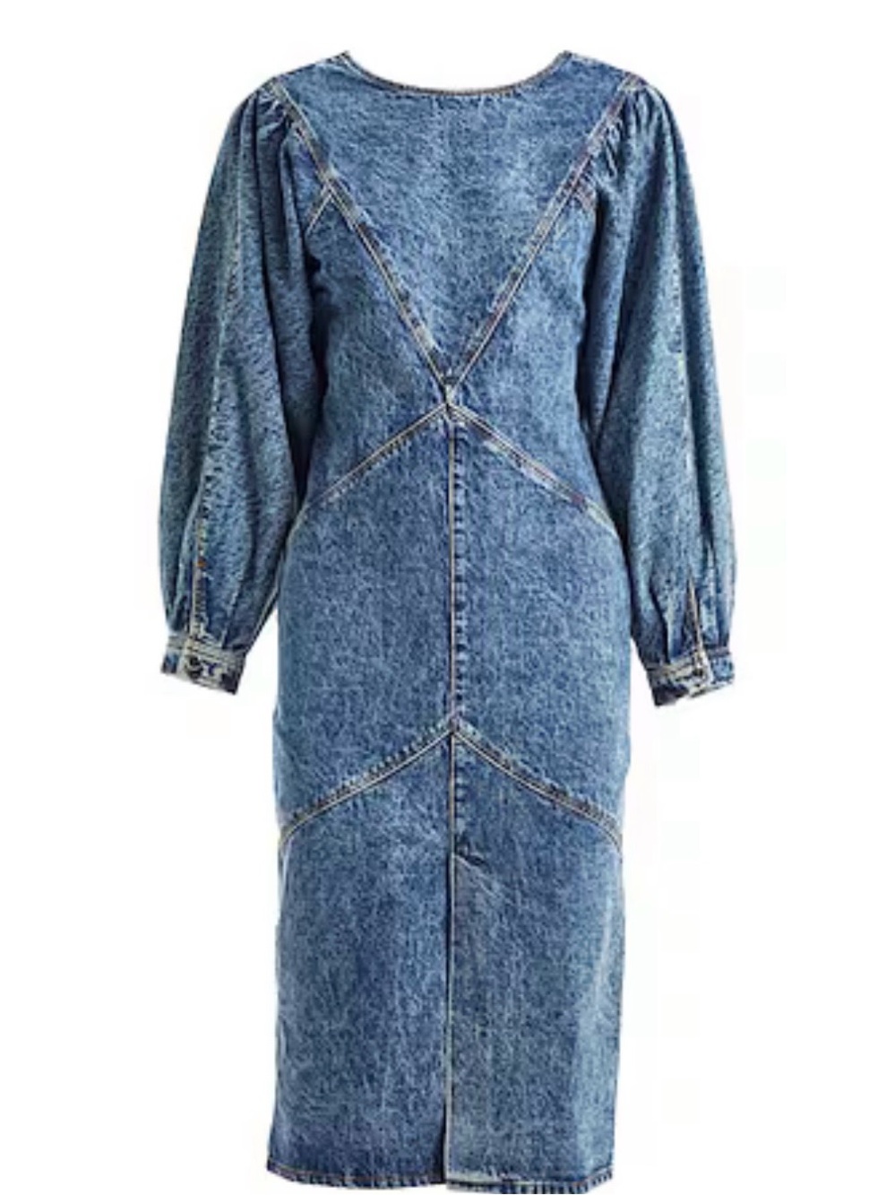 Isabel Marant Midwash Denim Midi Dress with Balloon Sleeves size 38 (6) - Picture 4 of 9